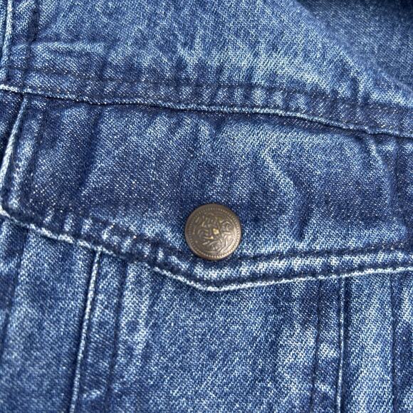 Back In The Saddle Jean Plaid Hoodie Large Blue Denim Western Grunge 80’s Look - Picture 6 of 7